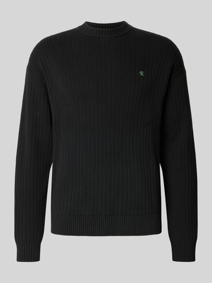 Calvin Klein Jeans Oversized Strickpullover mit gerippten Abschlüssen Black 2