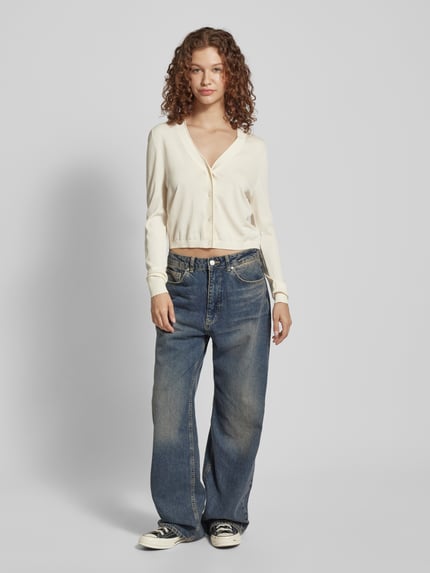 QS Kort gebreid jack met knoopsluiting Beige - 1