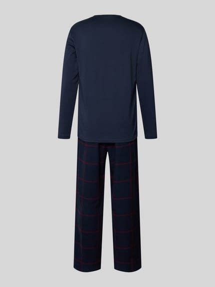 Emporio Armani Relaxed Fit Pyjama mit Logo-Stitching Modell 'Long' Marine 3