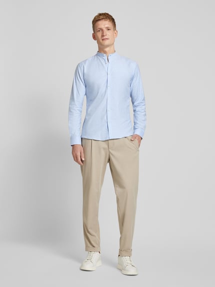Lindbergh Koszula casualowa o kroju slim fit ze stójką model ‘Oxford’ Jasnoniebieski 1