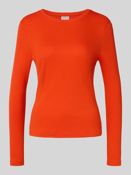 Longsleeve in Ripp-Optik mit Rundhalsausschnitt Shop The Look MANNEQUINE