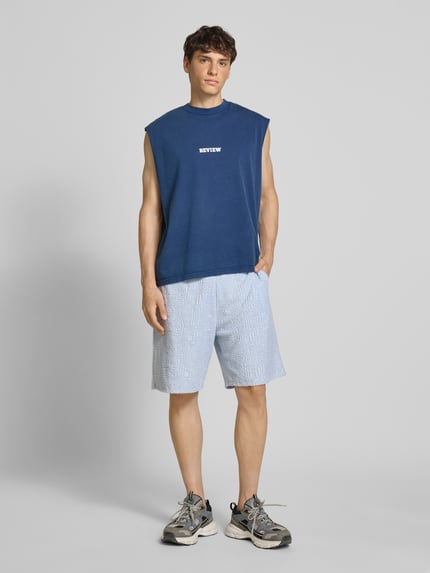 REVIEW Shorts mit Strukturmuster und elastischem Bund Eisblau 1