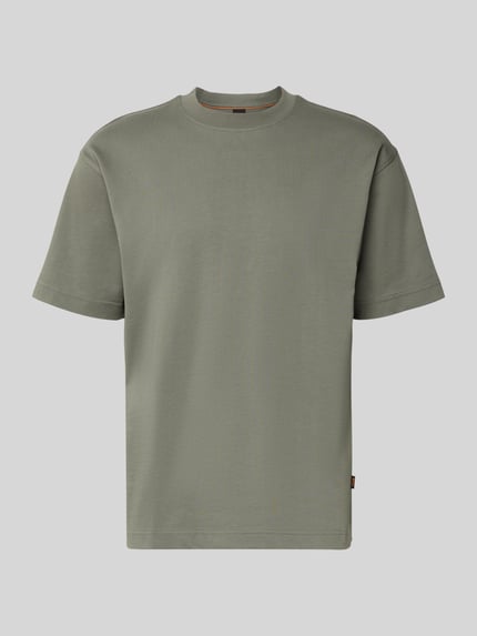 Produktfoto, unifarbenes Regular Fit T-Shirt aus reiner Baumwolle Modell 'TEETIMM' von BOSS Orange, Rundhalsausschnitt, kurzarm, glatte Textur.