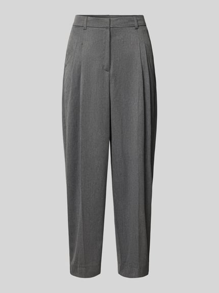 Produktfoto, Straight Fit Stoffhose aus elastischem Viskose-Mix von Smith and Soul in Grau mit Bügelfalten, Gürtelschlaufen und Taschen, glatte Oberfläche
