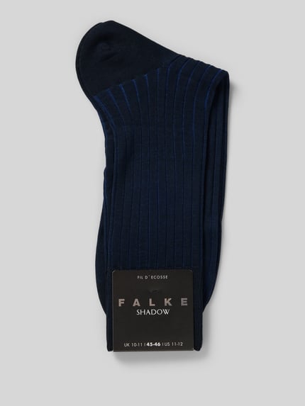 Produktfoto, Socken aus reiner Baumwolle Modell 'Shadow' von Falke, wadenlang, zweifarbig, mit feiner Rippstruktur und Komfortbund