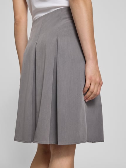 REVIEW Knielange rok met plooien Middengrijs - 3