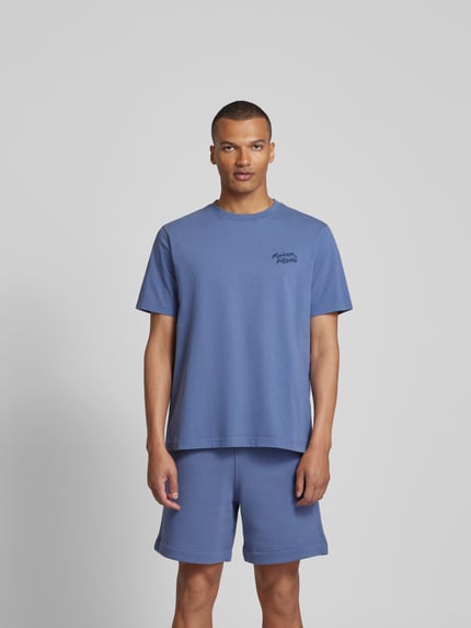MAISON KITSUNÉ T-shirt z wyhaftowanym logo Królewski niebieski 4
