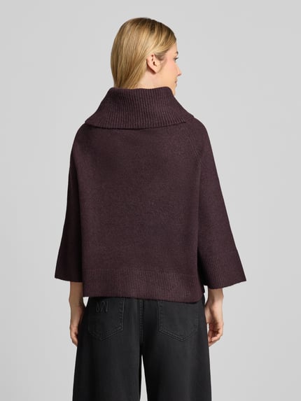 COMMA Relaxed Fit Strickpullover aus elastischem Woll-Mix Bordeaux 5