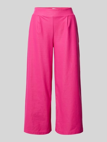 Produktfoto, Hose in kräftigem Pink, Baumwoll-Mix mit Stretch-Anteil, verkürzte Passform Modell 'KATE' von ICHI, glatte Textur