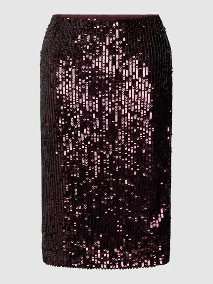 Lauren Ralph Lauren Knielange rok met pailletten, model 'KIERHAN' Bordeaux - 2