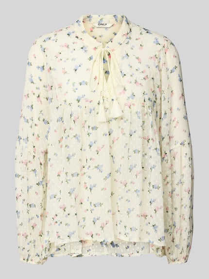 ONLY Boxy fit blousetop met all-over motief, model 'AIDA ELISA' Ecru - 2