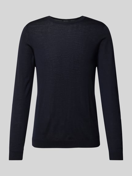 MAERZ Muenchen Strickpullover mit gerippten Abschlüssen Marine 2