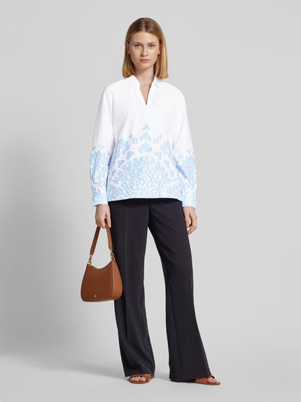COMMA Relaxed Fit Bluse mit V-Ausschnitt Bleu 1