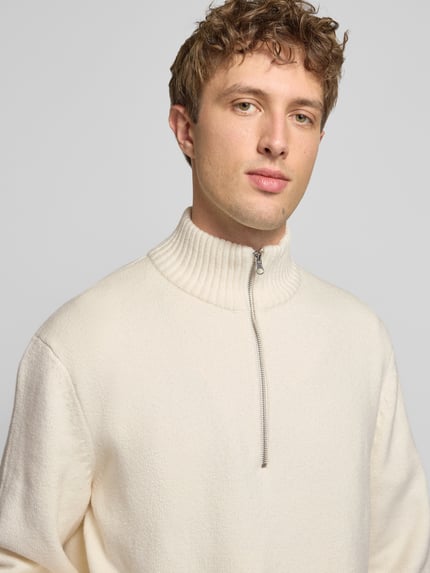 JACK & JONES Strickpullover mit gerippten Abschlüssen Modell 'NORREBRO' Offwhite 3