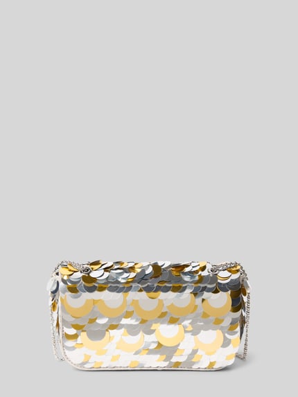 Rabanne Henkeltasche mit Paillettenbesatz Modell 'SPARKLEMINI' Silber 1