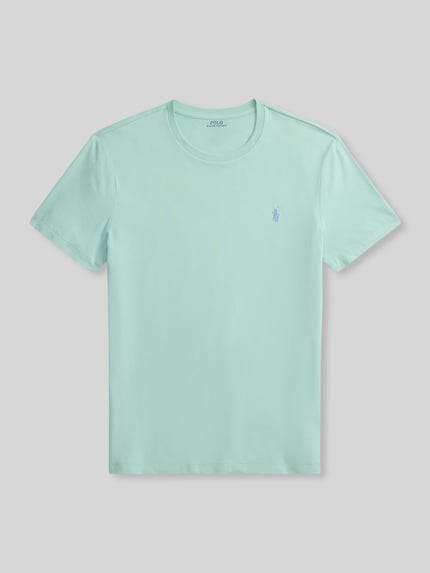 Produktfoto, Regular Fit T-Shirt aus reiner Baumwolle von Polo Ralph Lauren in uni Hellgrün, Logo-Stitching, kurzarm, Rundhals, Jersey-Struktur