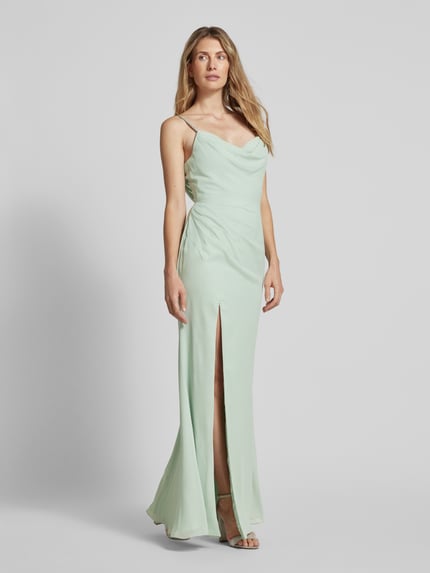 LUXUAR FASHION avondjurk met siersteentjes Lichtgroen - 1