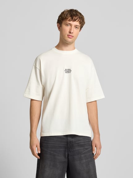 REVIEW Relaxed Fit T-Shirt mit Logo-Print Offwhite 4
