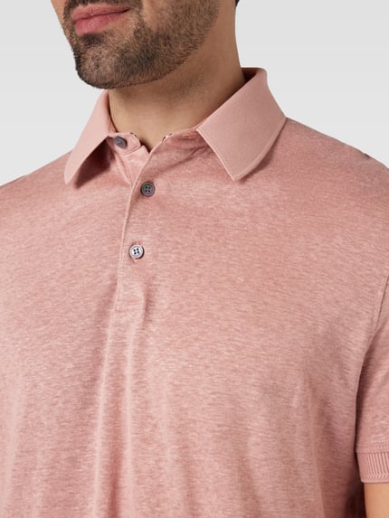 Tommy Hilfiger Regular fit poloshirt van linnenmix Terracotta - 3