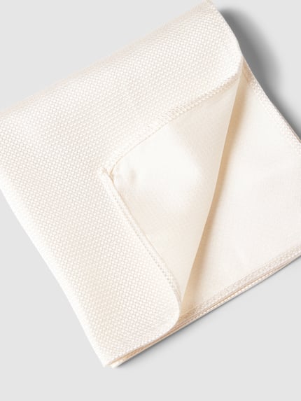 Prince Bowtie Fliege und Einstecktuch im Set aus reiner Seide Weiss 4
