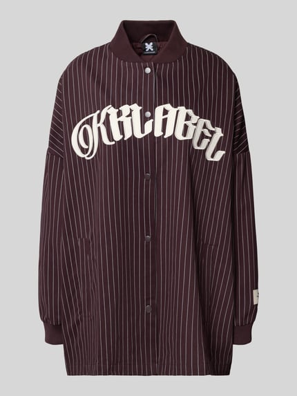 Karo Kauer Oversized Hemdjacke mit Label-Stitching Pflaume 2