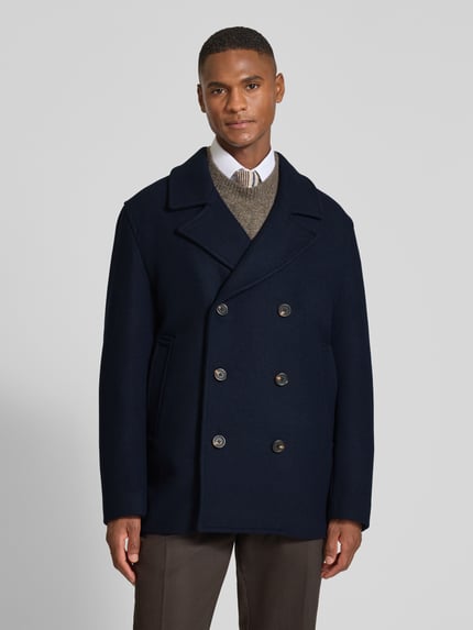 Selected Regular Fit Wolljacke aus Woll-Mix Modell 'ARCHIVE' Dunkelblau 4