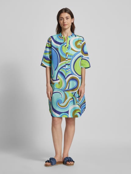 Emily Van den Bergh Knielanges Kleid mit Allover-Print Blau 4
