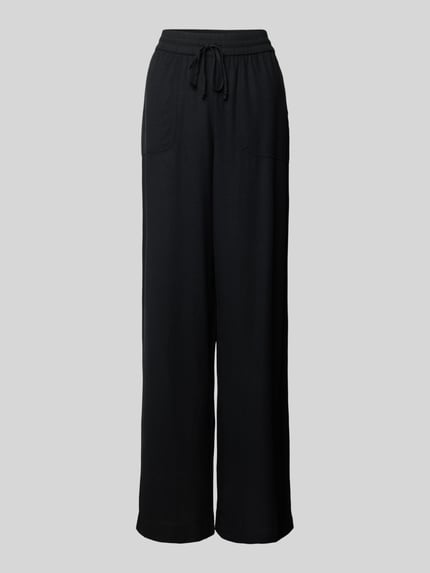 Kaffe Wide leg stoffen broek van een mix van viscose en linnen, model 'MILIA' Zwart - 2