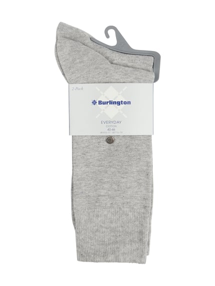 Produktfoto, Socken met labeldetail in set van 2 van Burlington, katoenmix met stretch, nauwsluitende pasvorm, heren.