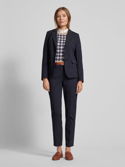 MORE & MORE Chino mit Bundfalten Modell 'Hedy' Marine 1