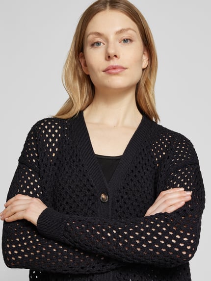 Christian Berg Woman Cardigan mit Lochmuster Black 3
