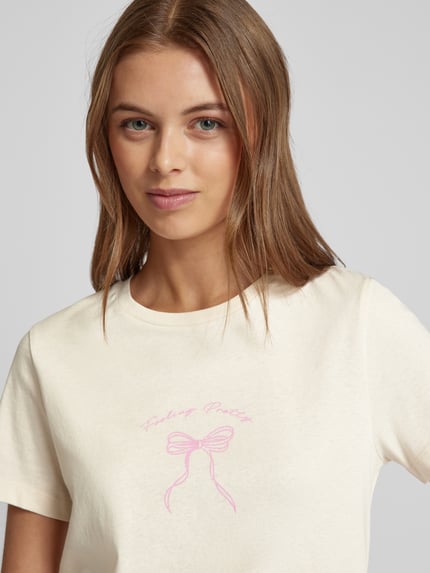 VERO MODA Regular Fit T-Shirt aus reiner Baumwolle Modell 'VANESSA' Offwhite 3