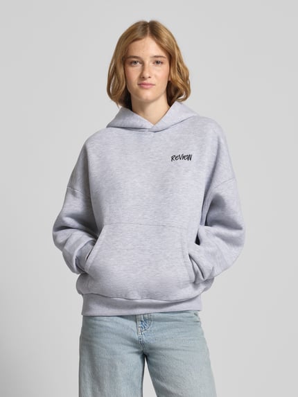 REVIEW Oversized hoodie met labelprint Lichtgrijs gemêleerd - 4