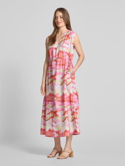 YAS Midikleid mit V-Ausschnitt Modell 'AROLA' Pink 1