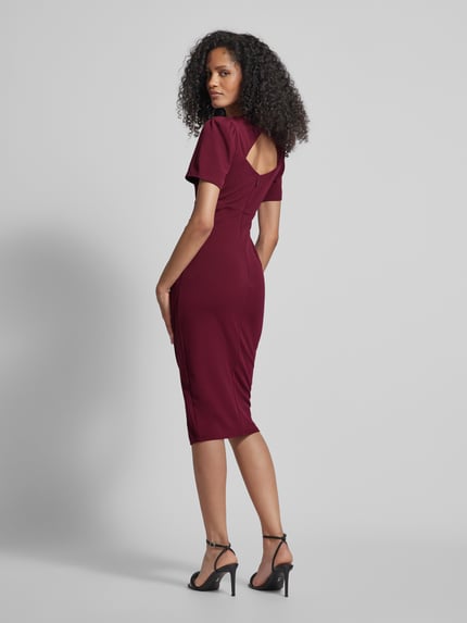 Lipsy Knielange cocktailjurk met plooien Donkerrood - 5
