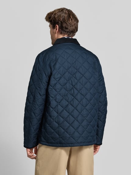 Barbour Regular fit gewatteerd jack met corduroy kraag model 'HORNBY' Marineblauw - 5