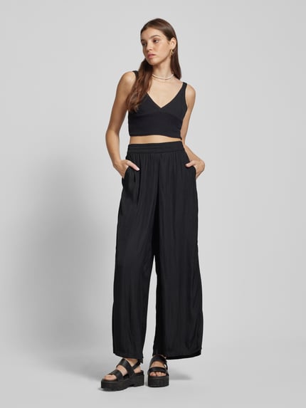 QS Wide Leg Stoffhose mit elastischem Bund Black 1