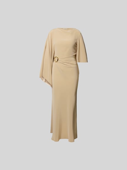 Produktfoto, Slim Fit Maxikleid mit Zierbesatz Modell van Joseph, dames maxi-jurk van acetaatmix, slim fit, siergarnering, plooien, asymmetrische look, totale lengte maat 36: 152 cm, borstwijdte maat 36: 40 cm, mouwlengte maat 36: 37 cm