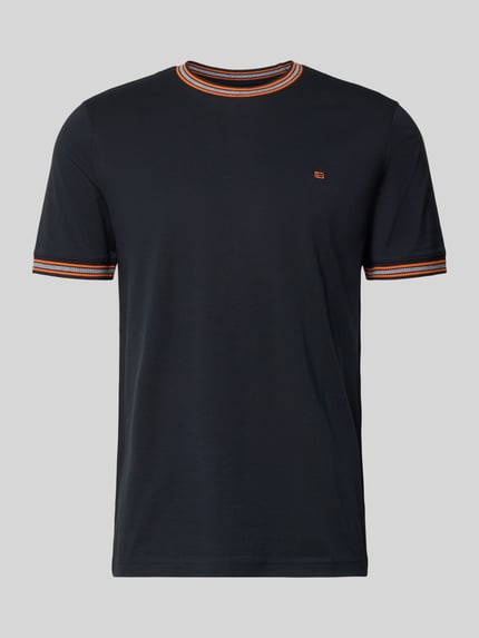 Produktfoto, Regular Fit T-shirt met gestikt logo van Christian Berg Men, puur katoen, ronde hals, ruglengte maat M 71 cm, heren