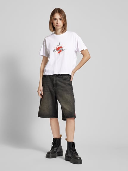 REVIEW T-shirt z nadrukiem z motywem i logo Biały 1