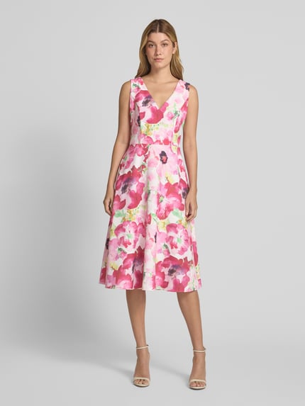 Vera Mont Cocktailkleid mit V-Ausschnitt Rot 4