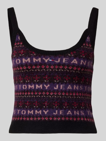 Tommy Jeans Top o kroju slim fit z dodatkiem wełny model ‘FAIRISLE’ Czarny 2