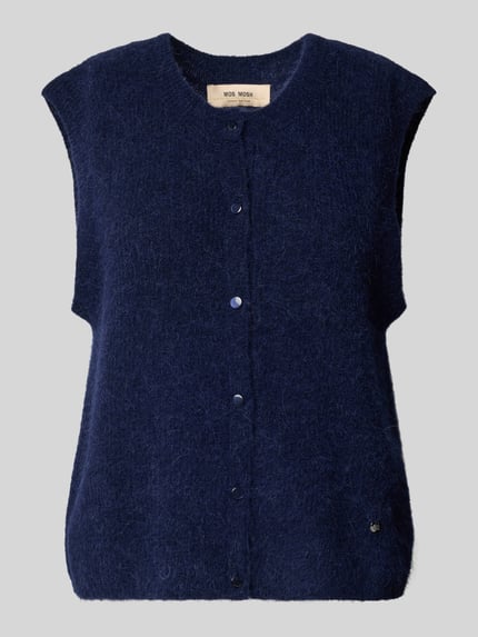 MOS MOSH mouwloos vest van Mix van wol en alpaca met Ronde hals Marineblauw - 2