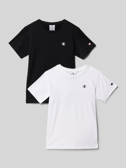 Champion T-Shirt mit Label-Print im 2er-Pack Hellgrau 1