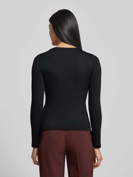 HUGO Slim fit shirt met lange mouwen van elastische jersey, model 'DASIIA' Zwart - 5