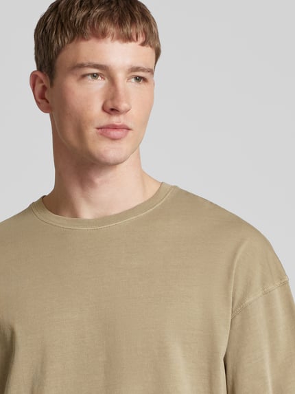 JACK & JONES T-shirt z prążkowanym, okrągłym dekoltem model ‘CHARGE’ Beżowy 3