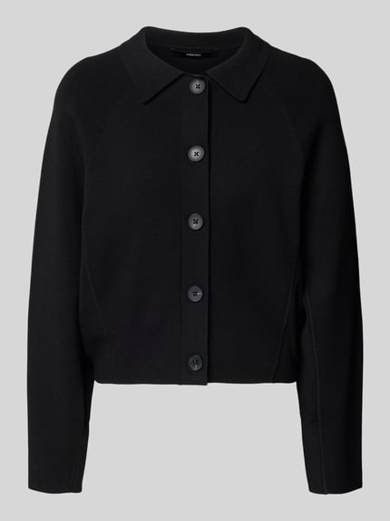 Produktfoto, Cardigan aus Viskose-Mix mit Umlegekragen Modell 'Turea' von Someday, dames cardigan, recht model, knoopsluiting, zwart
