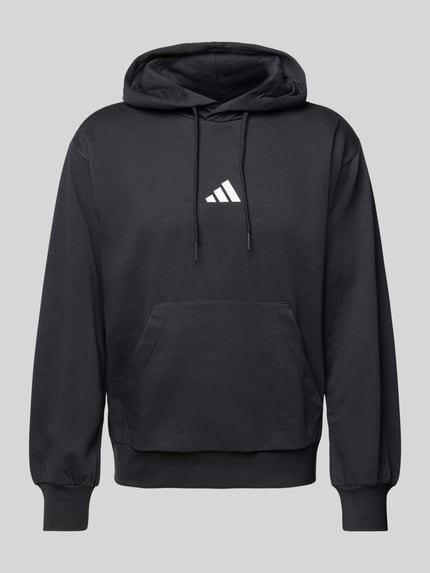 adidas Sportswear Bluza z kapturem i wyhaftowanym logo model ‘FEELCOZY’ Czarny 2