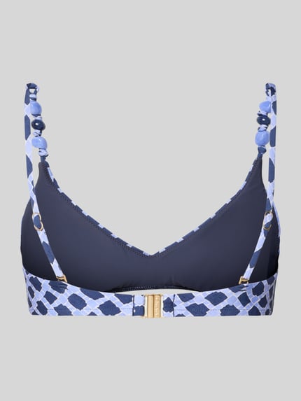 Produktfoto, Bikini-Oberteil im Allover-Look mit Perlen Modell 'MARSEILLE' von Seafolly, Dunkelblau, Material-Mix mit Stretch-Anteil, Körpernahe Passform