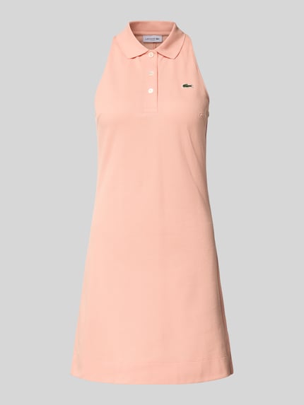 Productfoto, Slim Fit Polokleid aus Baumwoll-Mix van Lacoste Sport in effen lichtroze, mini-lengte, V-hals, korte knoopsluiting, katoenmix piqué